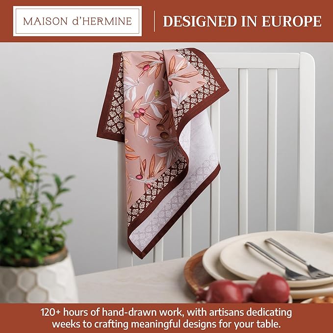 Maison d' Hermine Cloth Napkins Set of 4 100% Cotton Everyday Reusable Square Napkins Cloth Washable Dinner Party Wedding Restaurant Valentines Day Decorations Spring/Summer (Nyons, 18" x 18")