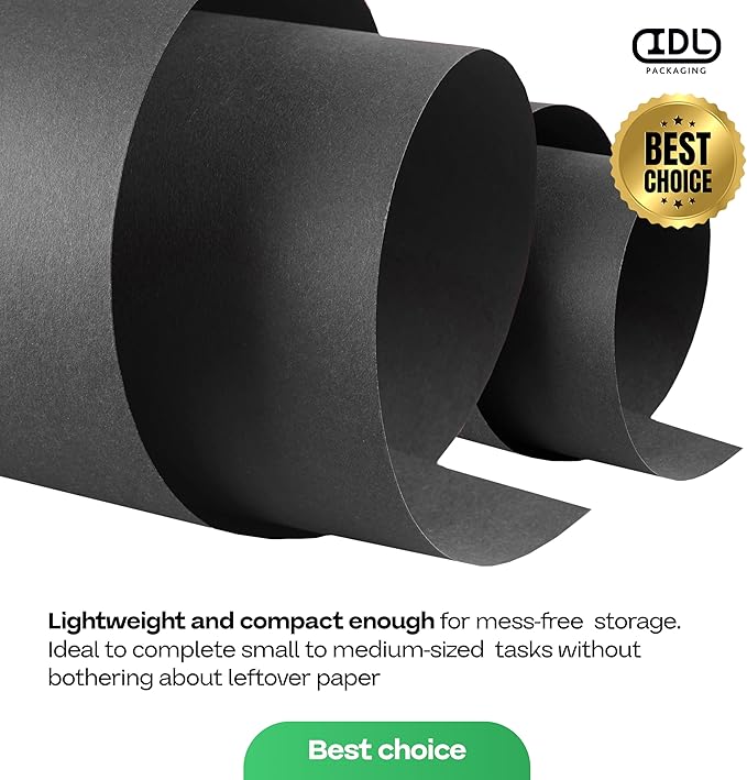 Black Kraft Paper Roll 36" x 1200" (100 feet) with Cutter - USA-Made Quality Paper 50lb Thickness for Wrapping, Packing, Moving, Shipping, & Crafts/Arts - Natural Kraft Material by IDL Packaging