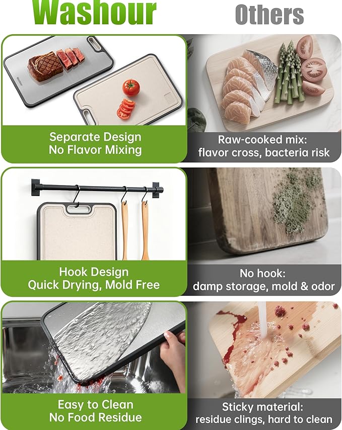 Titanium Cutting Boards for Kitchen, Non Toxic 2-in-1 Cutting Board Double Sided, Chopping Boards for Fresh Meat Vegetable, Easy to Clean Large Size 18”×12”
