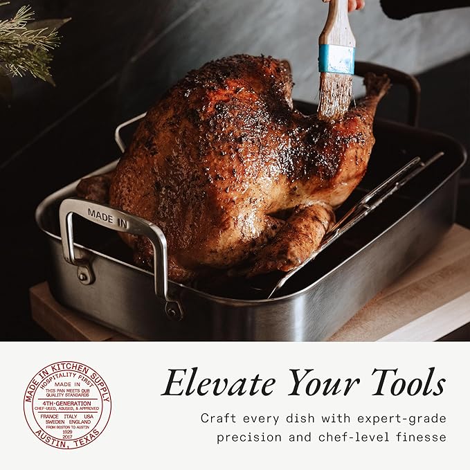 Made In Cookware - Stainless Clad Roasting Pan - 3-Ply Stainless Clad - Professional Cookware - Crafted in Thailand