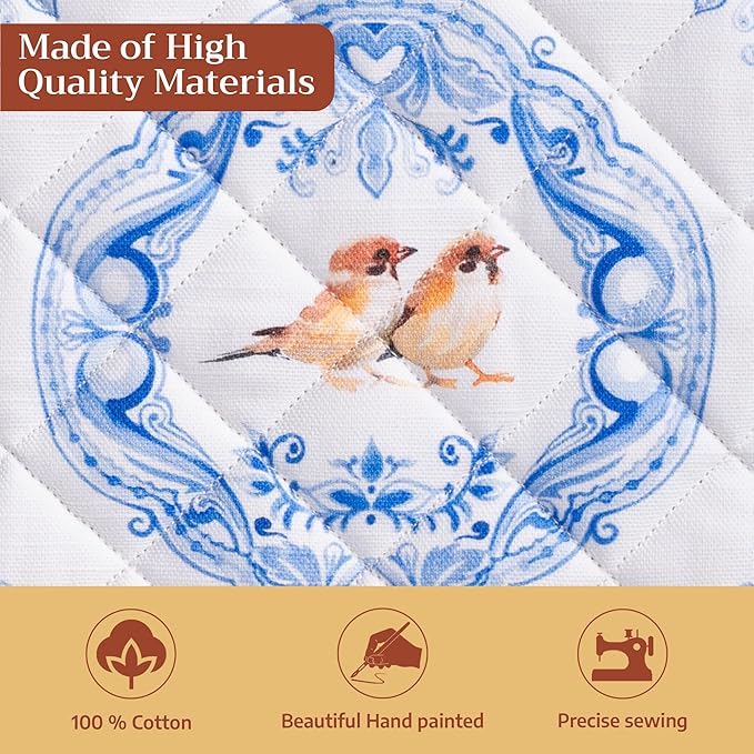 Maison d' Hermine Pot Holders 100% Cotton Heat Resistant Potholders 8" x 8" Hot Pads with Loop BBQ, Cooking, Baking, Grilling, Kitchen, Handling Hot Pans Spring/Summer (Pack of 1, Amsterdam Canals)