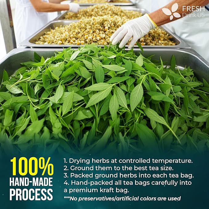 FreshDrinkUS, Tulsi Sleep Tea Bags | 75 Tea Bags | Herbal Blend with Tulsi Holy Basil, Chamomile, Gotu Kola, Ashwagandha & Peppermint | Naturally Caffeine-Free, Relaxing Evening Herbal Tea. Vegan