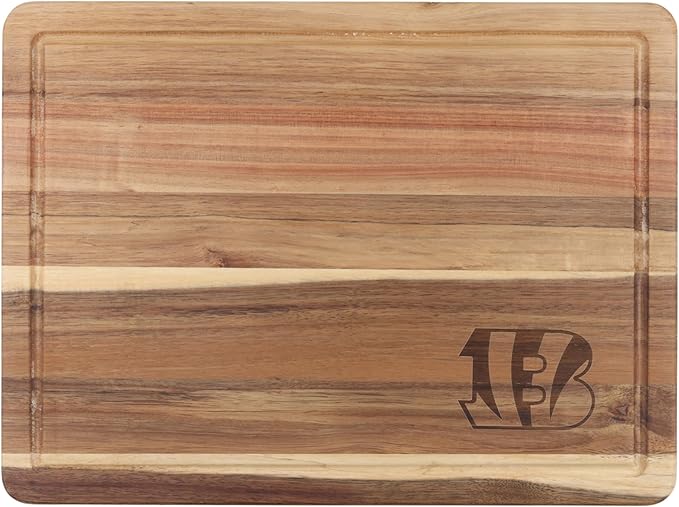 The Memory Company Officially Licensed NFL Acacia Cutting Board – 11.7" x 15.7" Durable Wood Chopping & Serving Board with Team Logo