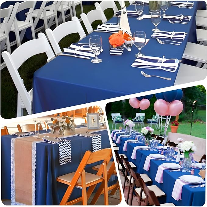 8 Pack Royal Blue Table Cloth 60x102 Inch Rectangle Tablecloths for 6 Foot Rectangle Tables, Wrinkle Resistant Washable Polyester Fabric Rectangular Table Cover for Dining Banquet Wedding Party