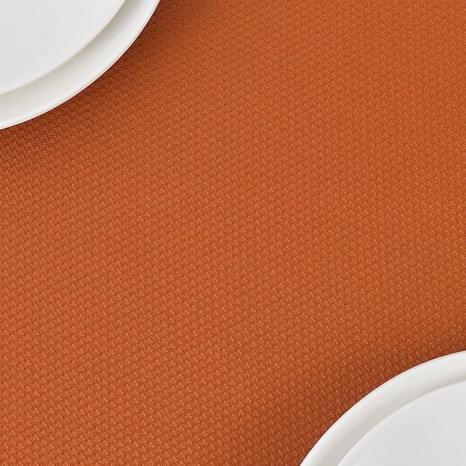 maxmill Rectangle Textured Tablecloth Waterproof Spillproof Wrinkle Free Table Cloth, Kitchen Dining Tabletop Decoration, Fabric Table Cover for Outdoor and Indoor Use, 52 x 70 Inch, Rust