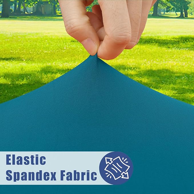 Round Spandex Tablecloth, Elastic Fitted Waterproof Tablecloths for 57"-68" Tables, Stretch Washable Picnic Table Cover for Camping, Dining, Indoor and Outdoor,Peacock Blue