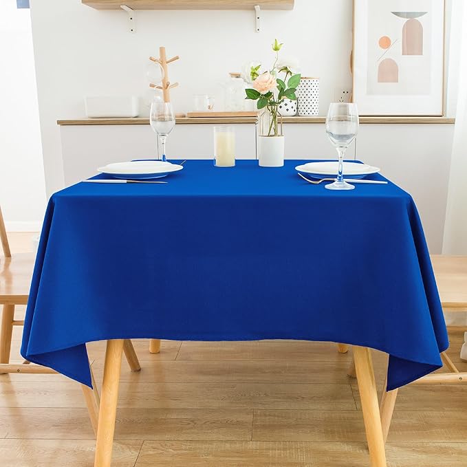 2 Pack Square Table Cloth 52X52 Inch Royal Blue Tablecloth Washable Polyester Solid Dining Table Cover for Birthday Party Dinner Holiday Outdoor Indoor