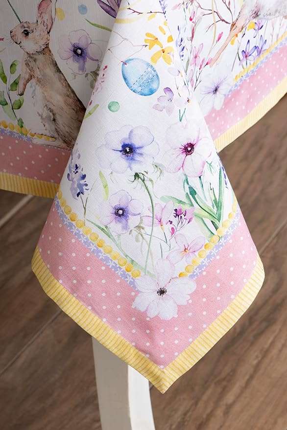 Maison d' Hermine Table Cloth Rectangle Table 100% Cotton 70 x 140 Inches Tablecloth Reusable Decorative for Dining Room Farmhouse Home Valentines Day Decorations Spring Summer - Easter Zest
