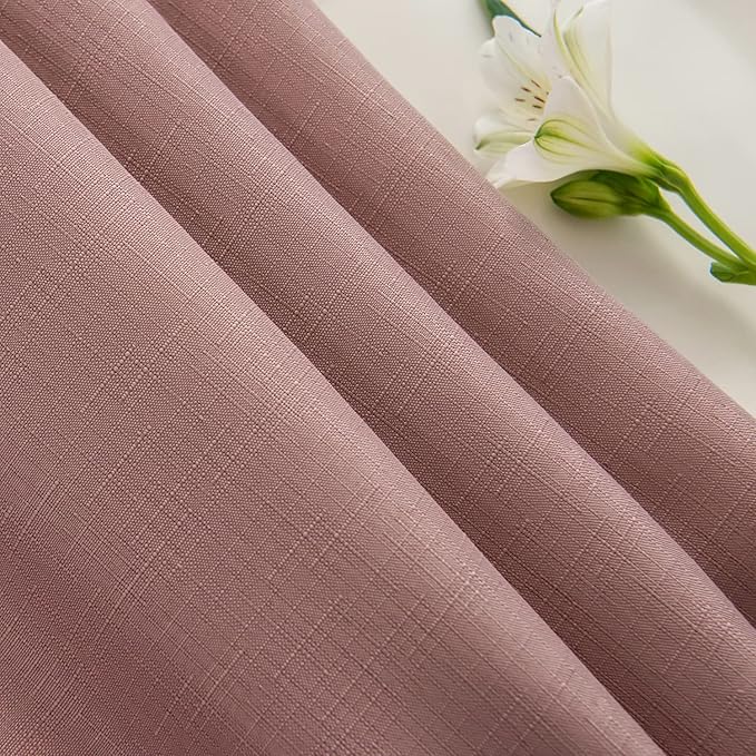 maxmill Rectangle Slubby Textured Tablecloth Waterproof Spillproof Wrinkle Free Table Cloth, Kitchen Dining Room Decoration, Fabric Table Cover for Holiday Party Dinner, 52 x 70 Inch, Dusty Pink