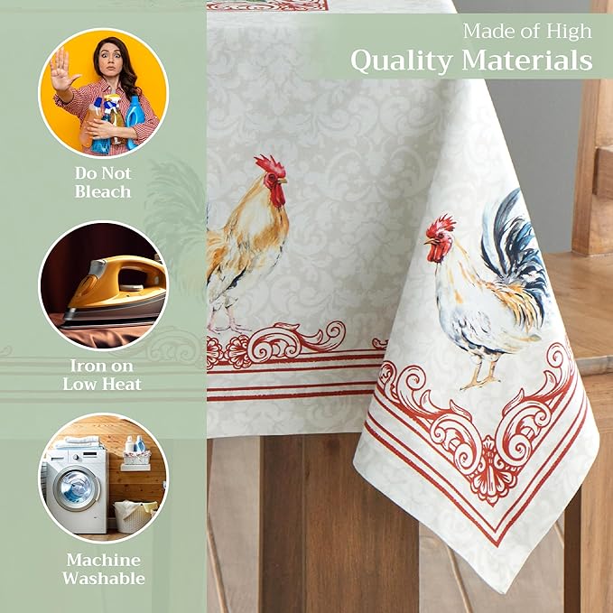 Maison d' Hermine Table Cloth Rectangle Table 100% Cotton 70 x 90 Inches Tablecloth Reusable Decorative for Dining Room Farmhouse Home Valentines Day Decorations Spring Summer - Campagne