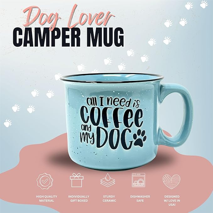 Cute Funny Large 15 oz Coffee Mug for Dog Lovers - Dog Mom, Dog Dad, Fur Mama - Unique Fun Gifts for Her, Dad, Mom, Sister, Teacher, Coworkers - Coffee Cups & Mugs with Quotes