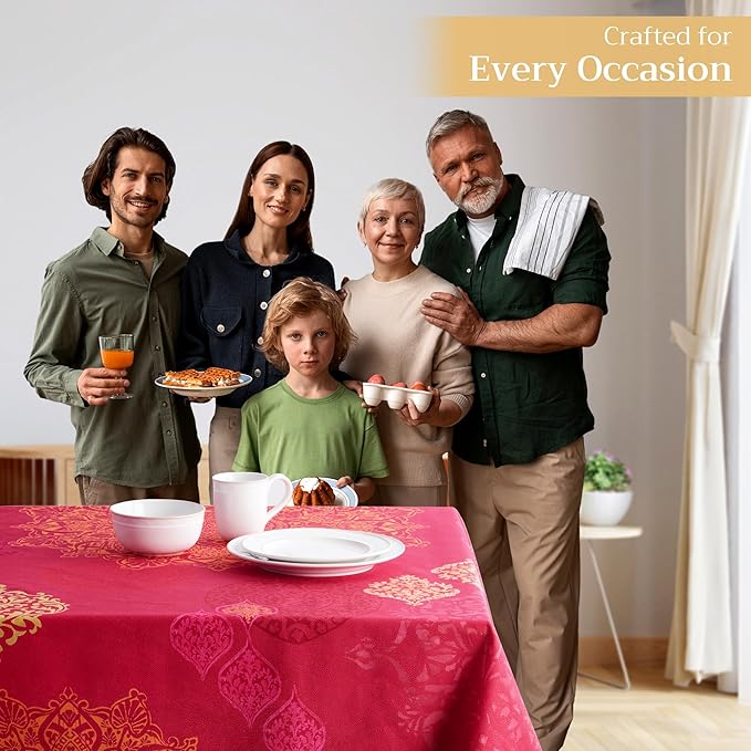 Maison d' Hermine Table Cloth Rectangle Table 100% Cotton 60 x 108 Inches Fall Tablecloth Reusable Everyday Use for Thanksgiving Christmas Decorations Dining Farmhouse Party (Versailles)