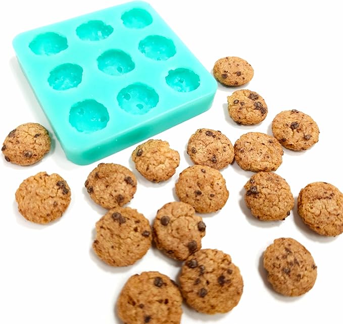 Natucraft Chocolate Chip Cookie Cereal Silicone Mold - Realistic Flexible, Oven Safe Up to 395F, Turquoise (May Vary), BPA Free, Phthalate Free, Latex Free