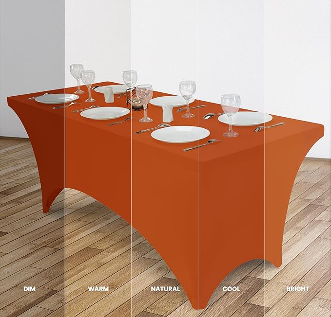 Utopia Kitchen Spandex Tablecloth 1 Pack [6FT, Orange] Tight, Fitted, Washable and Wrinkle Resistant Stretch Rectangular Patio Table Cover for Event, Wedding, Banquet & Parties [72Lx30Wx30H Inch]