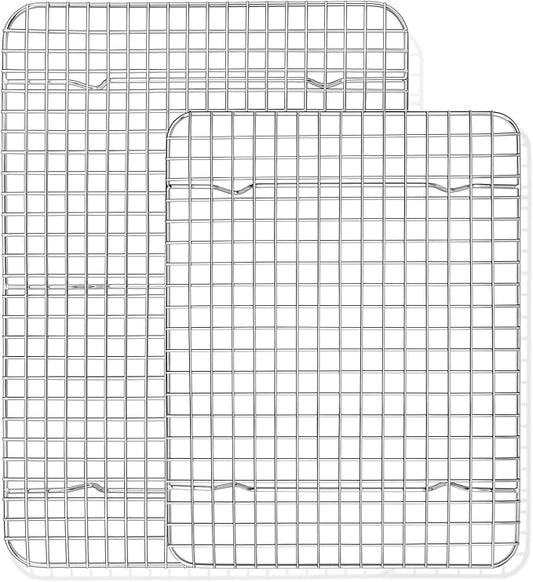 TeamFar Cooling Rack, 2 Pack Stainless Steel (15 Inch & 12 Inch) Baking Roasting Rack for Oven Baking Pan, Heavy Duty Wire Rack for Cookies Chicken Bacon, Healthy & Rust Free, Dishwasher Safe
