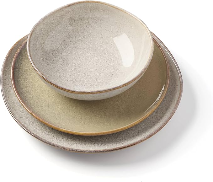 Oneida 899208 Organic Shades Oatmeal 18-Piece Dinnerware Set, Service For 6