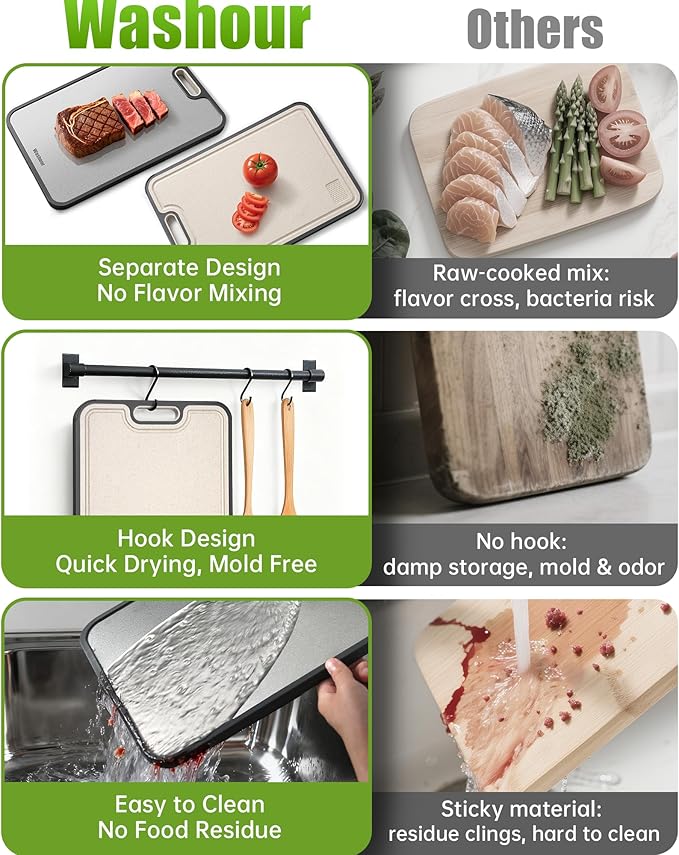 Stainless Steel Cutting Boards for Kitchen, Non Toxic 2-in-1 Cutting Board Double Sided, Chopping Boards for Fresh Meat Vegetable, Easy to Clean Large Size 16”×11”