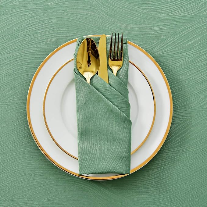 maxmill Jacquard Cloth Napkins 20 x 20 Inch Swirl Pattern Soft Comfortable and Luxury Serviette for Family Dinners Weddings Parties and Banquets Set of 4 Pieces Sage Green