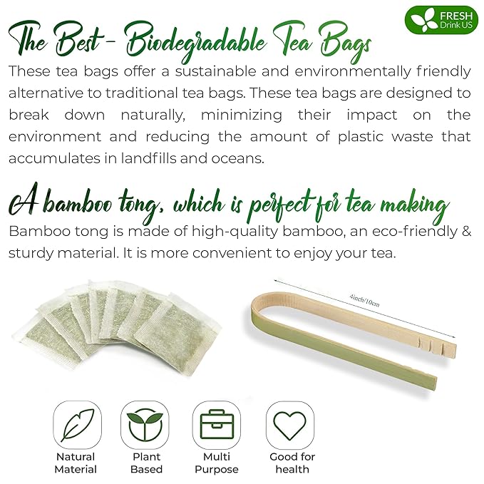 FreshDrinkUS, Premium 35 Sage Leaf Tea Bags, 100% Natural & Pure from Sage Leaves. Loose Leaf Herbal Tea. Made with Natural Material Tea Bags. No Sugar, No Caffeine, No Gluten, Vegan.