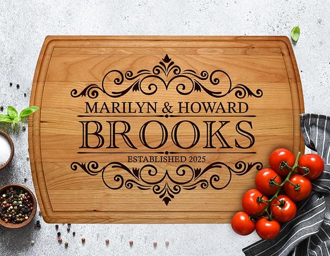 Crafted Treasures Personalized Cutting Board - Custom Cutting Board Wood Engraved Charcuterie Board - Personalized Wedding Gifts, Bridal Shower, Engagement, Anniversary & Housewarming Gift for Family