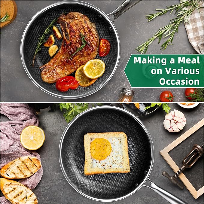 MOMOSTAR Hybrid Nonstick 8-Inch Frying Pan - Induction Cookware for Easy Cooking