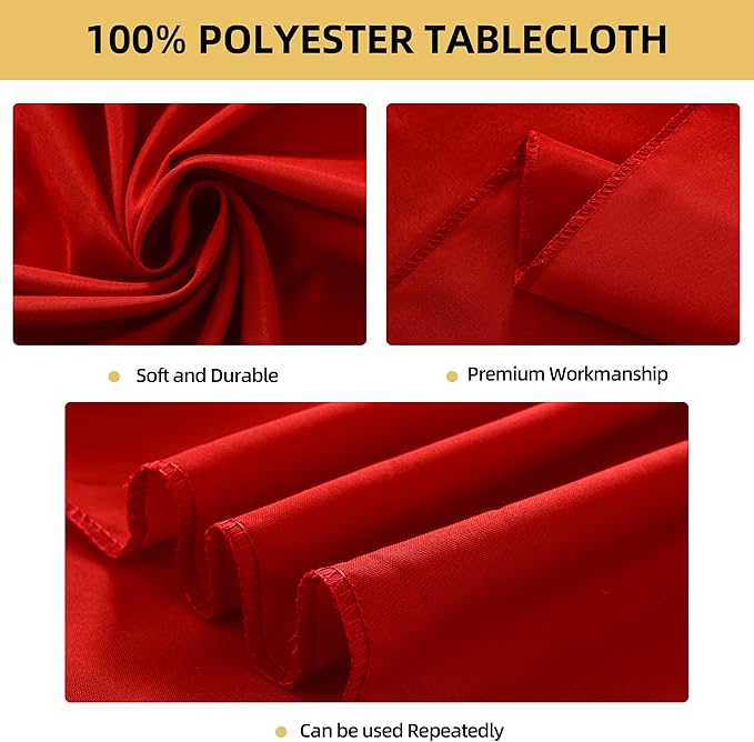6-Pack 60x84 inch Red Table Cloths, Solid Stain and Wrinkle Resistant Oblong Tablecloth, Premium Plain Weave Polyester Fabric Rectangle Table Linen Covers for Hotel, Banquet
