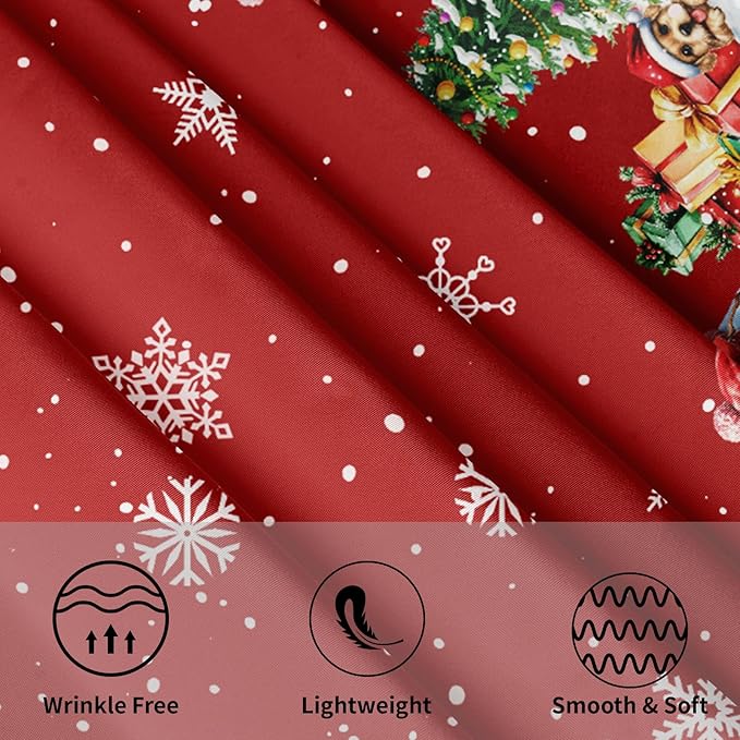 Round Christmas Tablecloth 60 Inch Xmas Red Snowman Truck Tree Snowflake Circle Table Cloth Winter Holiday Decorative Table Cover for Kitchen Dinner Home Decor
