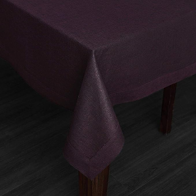 Solino Home Grape Linen Tablecloth 60 x 108 Inch - 100% Pure Linen Table Cloth for Rectangle Tables - Athena, Machine Washable Tablecloth for Winter, Valentines, Spring, Easter