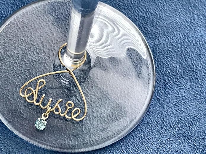 Personalized Wine Charm~Wine Glass Charm~Wire Name~23 pretty colors to choose from~Birthstones~Handmade~Unique Gift for the vino lover in your life