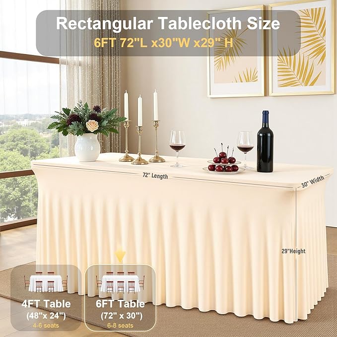 Rectangle Tablecloth, 60 Inch Washable & Wrinkle-Resistant, Bright Silk Cover Smooth Fabric Table Cloth,Waterproof Dining Table Cover for Kitchen, Party, Wedding & Event, Champagne(2Pack)