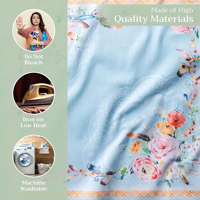 Maison d' Hermine Cloth Napkins Set of 4 100% Cotton Everyday Reusable Square Napkins Cloth Washable Dinner Party Wedding Restaurant Valentines Day Decorations Spring/Summer (Ibiza - Blue, 20" x 20")