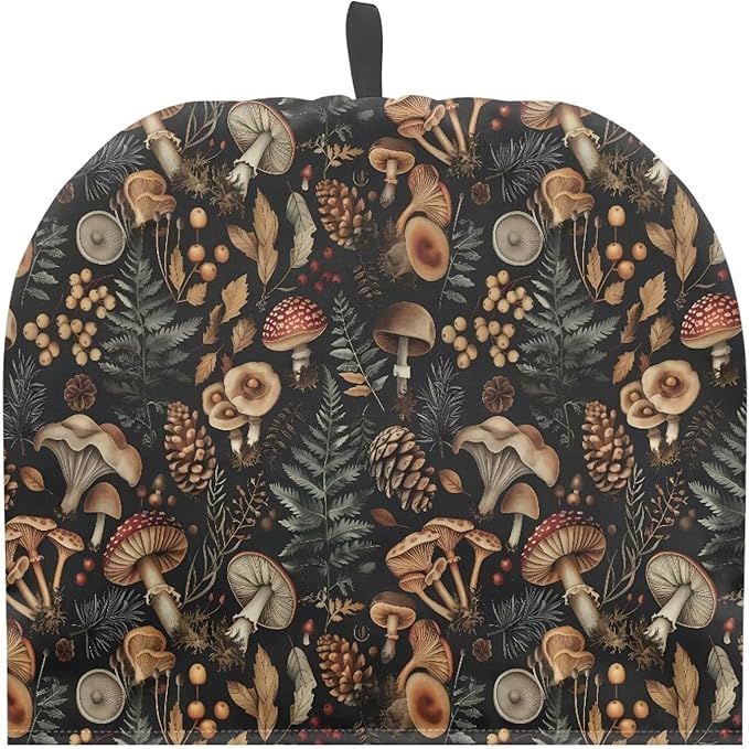 Mushroom Print Tea Cozy Cover Warmth Keep Tea Kettle Cover Teapot Cozy Tea Pot Cozies Heat Resistant Teapot Protector Home Kitchen Accessories Décor
