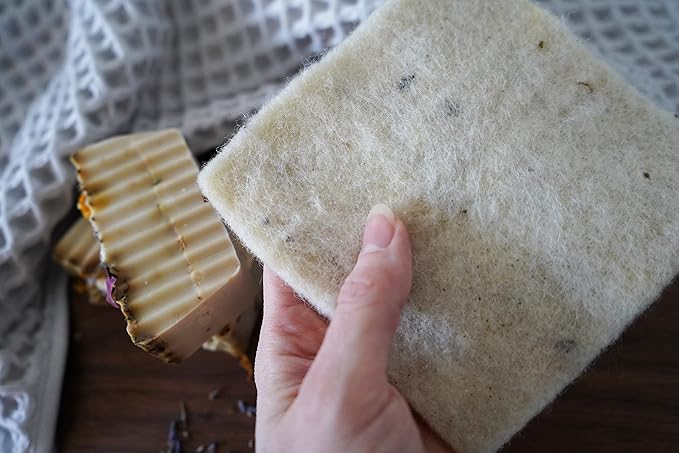 Keyaiira Wool Sponges 2-Pack - Environmentally Friendly, Long-Lasting & Compostable - Perfect for Dishes, Face, Body & Surfaces