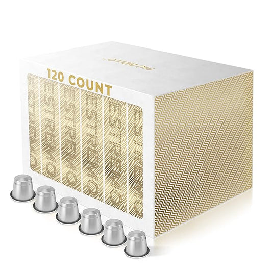 Piu Bello Coffee Pods - Nespresso Machine (Original) Compatible Capsules Pack - Rich & Balanced Taste - Strong Italian Espresso Flavored - Kosher Certified (120 Count Single Flavor) (Espresso Estremo)
