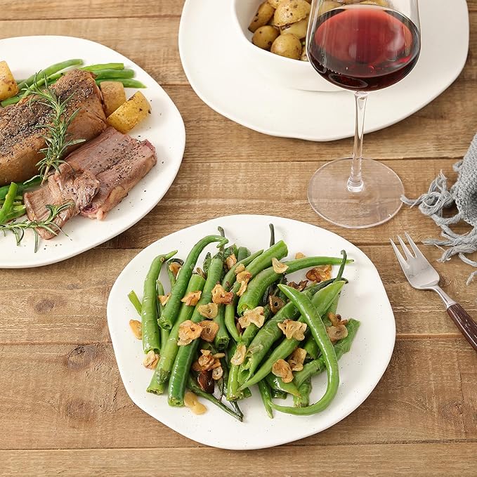 Stone by Mercer Project HEKONDA Modern Debossed Stoneware 16-Piece Dinnerware Set, Plate and Bowl Set, Dish Set for 4, White Speckled