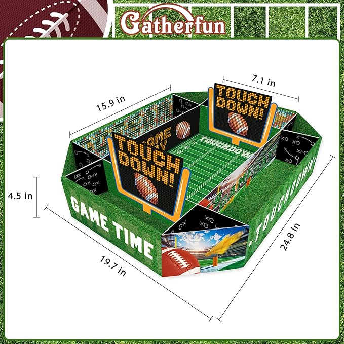 Gatherfun Football Party Supplies Kit - Tailgate, Birthday & Party Food Tray Set | Football Party Decorations & Favors