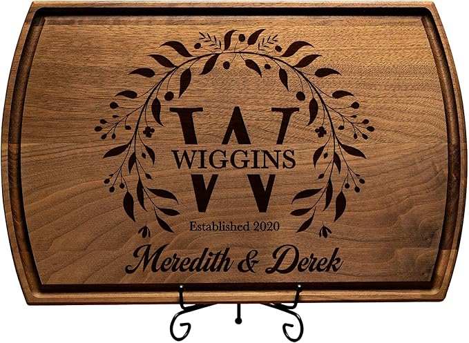 Personalized Wedding Gift Cutting Board for Couples, Custom Engraved Walnut, Cherry or Bamboo Wood Charcuterie Board, Anniversary & Housewarming, Real Estate Closing, Engagement & Bridal Shower Gift