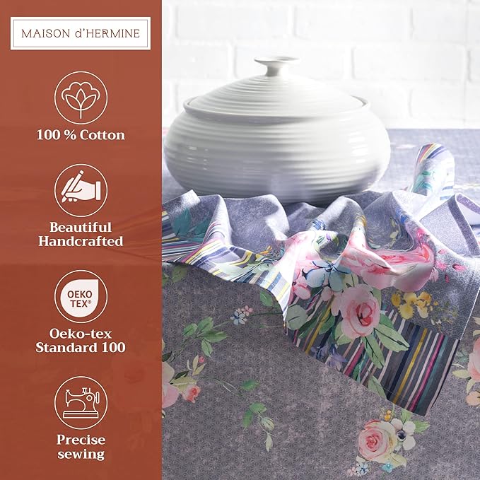 Maison d' Hermine Cloth Napkins Set of 4 100% Cotton Everyday Reusable Square Napkins Cloth Washable Dinner Restaurant Valentines Day Decorations Spring/Summer (Sweet Rose Lavender - Lush, 20" x 20")