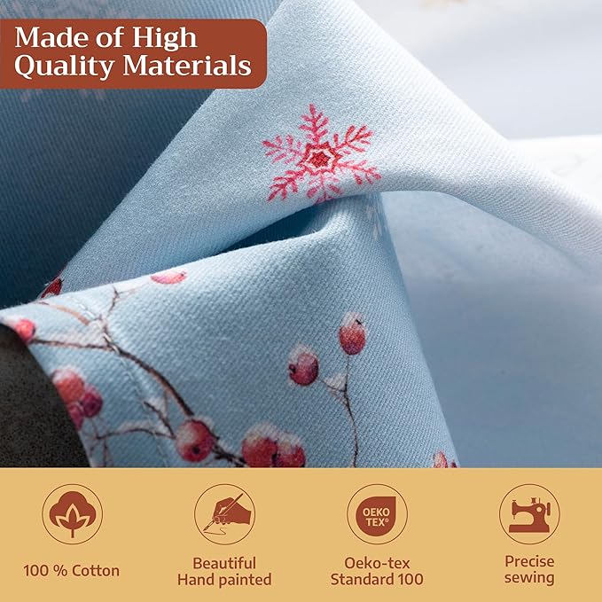 Maison d' Hermine Cloth Napkins Set of 4 100% Cotton for Thanksgiving Christmas Decorations Everyday Reusable Square Fall Napkins Cloth Washable Dinner Party (Fairy Tale Forest, 20"x20")