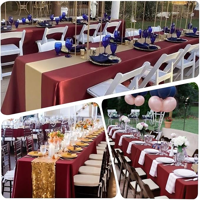 8 Pack Burgundy Tablecloth 60x102 Inch Rectangle Table Cloth for 6 Foot Rectangle Tables, Wrinkle Resistant Washable Polyester Fabric Rectangular Table Cover for Dining Banquet Wedding Party