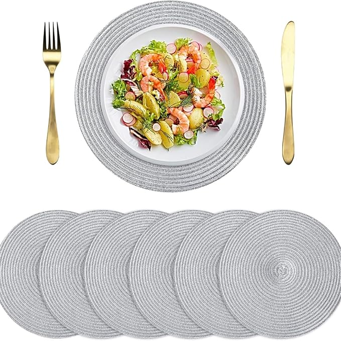 4/8PCS PVC Dandelion Hollow Nordic Style Non-Slip Kitchen Placemat Coaster Insulation Pad Dish Coffee Table Mat Home Hotel Decor(Sliver,10CM Coasters)