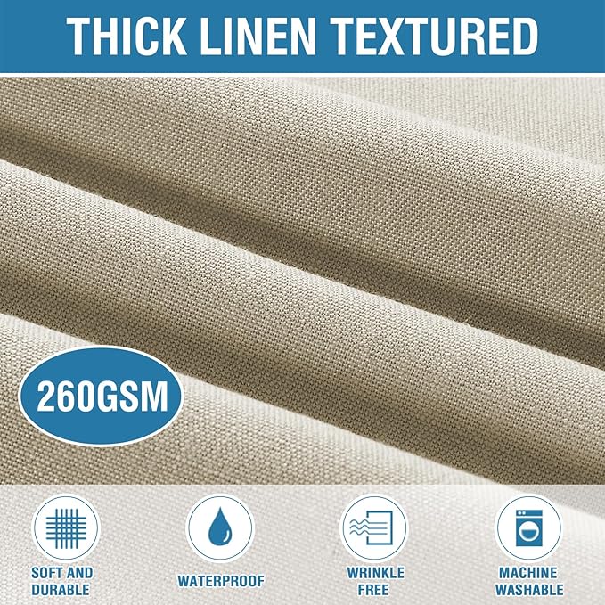 H.VERSAILTEX Linen Textured Table Cloths Round 60 Inch Premium Solid Tablecloth Spill-Proof Waterproof Table Cover for Dining Buffet Feature Extra Soft and Thick Fabric Wrinkle Free, Taupe