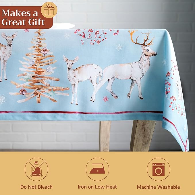 Maison d' Hermine Table Cloth Rectangle Table 100% Cotton 54 x 72 Inches Fall Tablecloth Reusable Everyday Use for Thanksgiving Christmas Decorations Dining Farmhouse Party (Fairy Tale Forest)