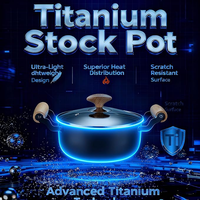Tianium Stockpot with Lid,Nonstick 2.0 Quarts Small Pot With Handle,Multipurpose Handy Small Kitchen Cooking Pot, Light Weight,Easy to clean