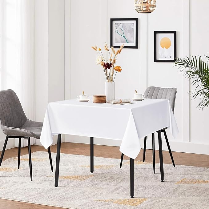 sancua White Square Tablecloths 60x60 Inch - Fabric Table Cloth for Square or Round Tables, Washable Polyester Table Cover for Dinner, Holiday Party, Decorative Display Tables
