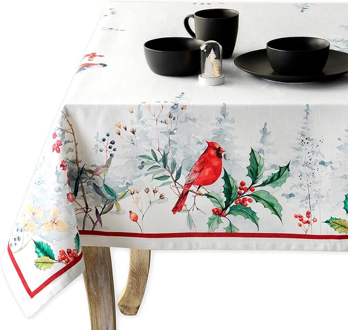 Maison d' Hermine Table Cloth Rectangle Table 100% Cotton 54 x 72 Inches Fall Tablecloth Reusable Everyday Use for Thanksgiving Christmas Decorations Dining Farmhouse Party (Morzine)