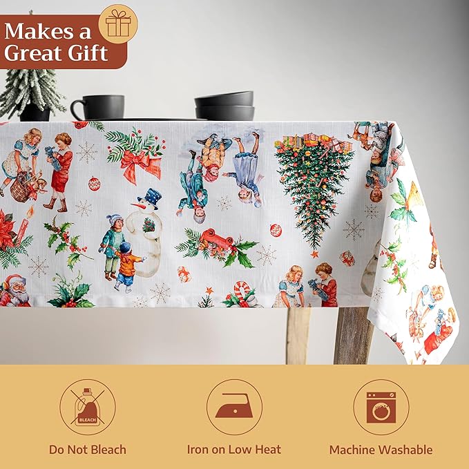 Maison d' Hermine Table Cloth Square Table 100% Cotton 54 x 54 Inches Fall Tablecloth Reusable Everyday Use for Thanksgiving Christmas Decorations Dining Farmhouse Party (Chromo)