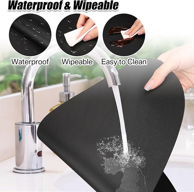 PU Leather Placemats Set Dining Table Mats Wipeable Easy to Clean Stain Heat Waterproof Place Mats(Blue,4xPlacemat 4xCoaster)