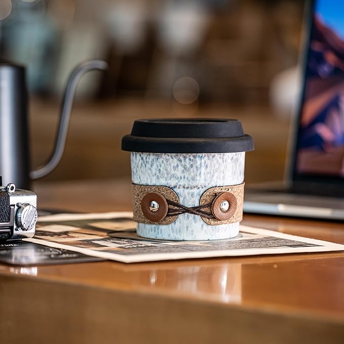 Coffee Mug, Ceramic Coffee Cups, Spill Proof Travel Coffee Tumbler with Lids, Microwave & Dishwasher Safe, Latte Cup, Heavy Mug for Men & Women, 6.5oz