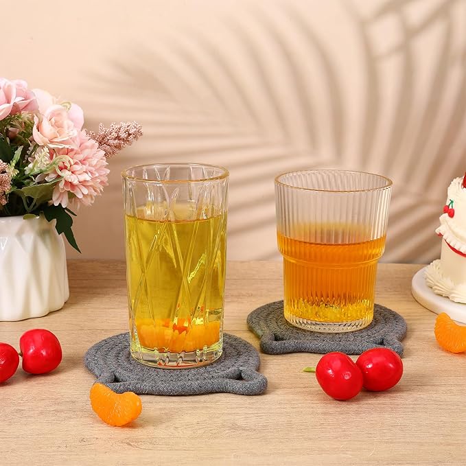 2 Pcs Cute Coasters for Desk, Cat Coasters, 5.12 in Cat Ear Shaped Coaster, Absorbent Handmade Fabric Drink Coaster for Coffee, Hot Tea Drink Juice, Protect The Wooden Tabletop Surface (Grey)
